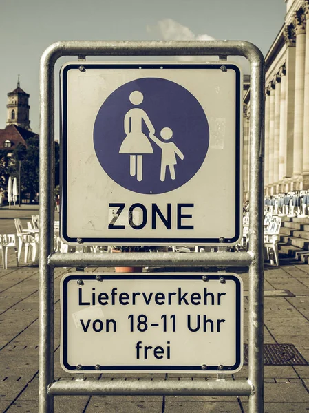 Vintage looking Pedestrian area sign — Stock Photo, Image