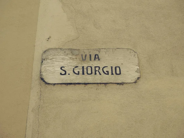 Vintage looking via san giorgio straßenschild — Stockfoto