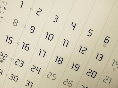 Vintage görünümlü takvim sayfası