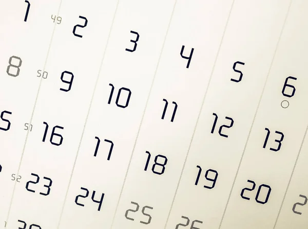 Vintage procurando Calendário página com foco seletivo — Fotografia de Stock