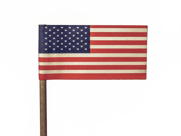 Vintage buscando Bandera de Estados Unidos aislada — Foto de Stock