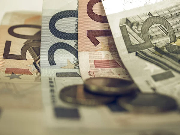 Vintage Euro sedel och mynt — Stockfoto