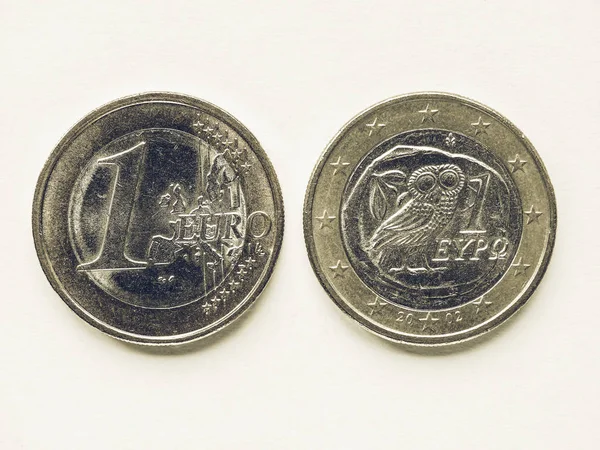 Vintage Greek 1 Euro coin — Stock Photo, Image