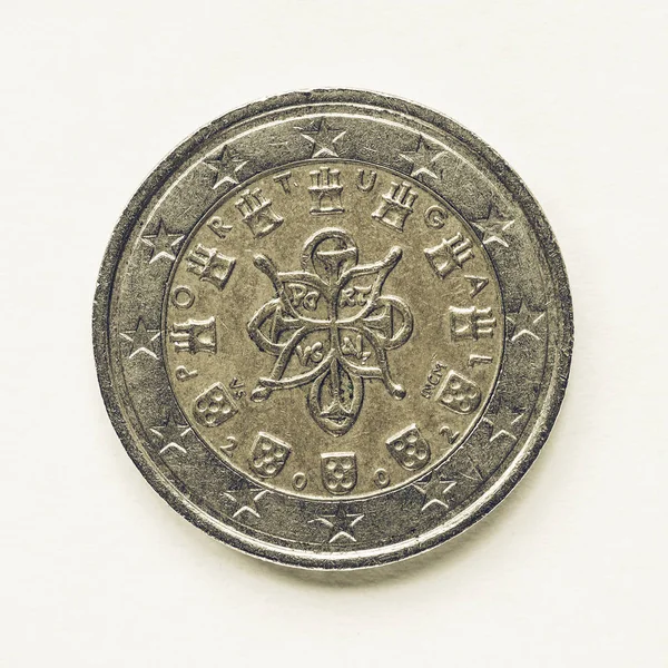 Vintage portugál 2 Euro-érme — Stock Fotó