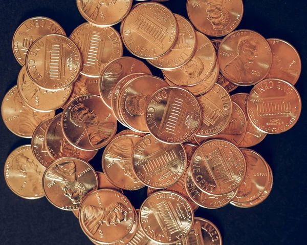 Vintage Dollar coins 1 cent wheat penny cent — Stock Photo, Image