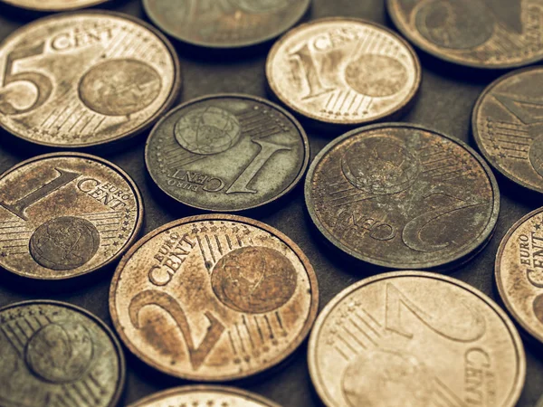 Årgang Euro-mynter – stockfoto