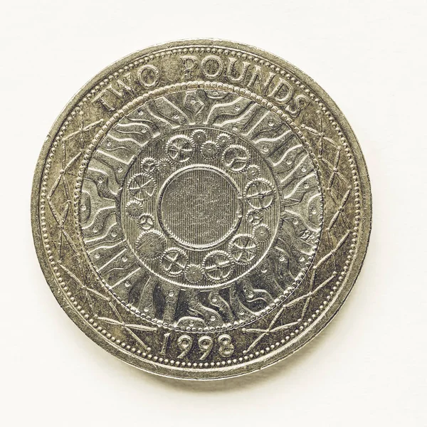 Vintage İngiltere'de 2 İngiliz Lirası para — Stok fotoğraf