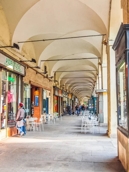 Portici Via Po em Turim Itália (HDR ) — Fotografia de Stock