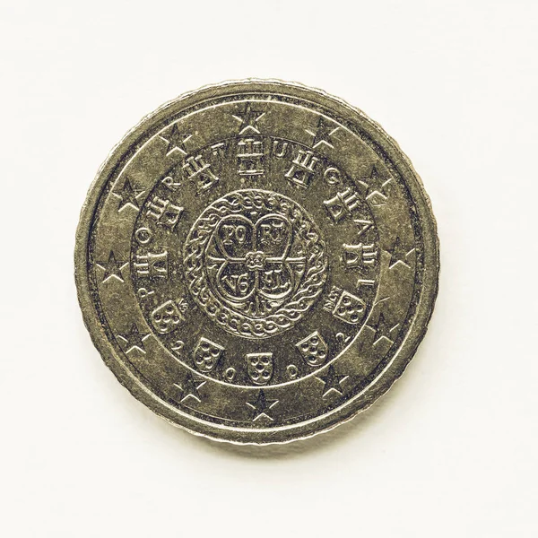 Vintage Portuguese 50 cent coin — Stock Photo, Image