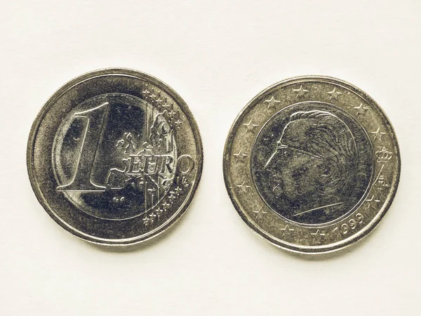 Vintage Belçika 1 Euro para — Stok fotoğraf