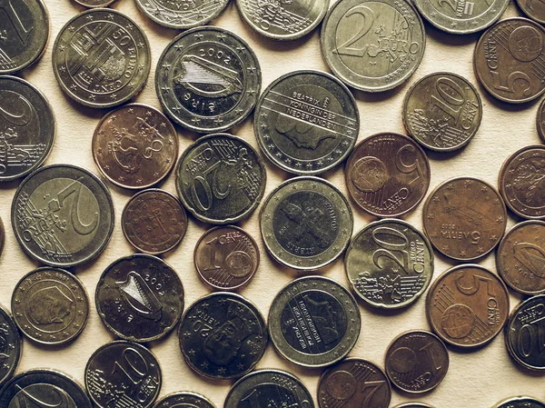 Vintage Euro pièces fond — Photo