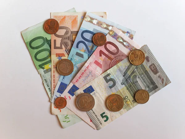 Banknoty i monety, Unia Europejska (UE euro (Eur)) — Zdjęcie stockowe