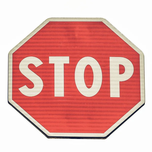 Vintage looking Stop sign isolated — Stock Photo, Image