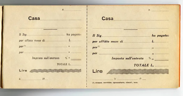 Vintage italien livre de location — Photo