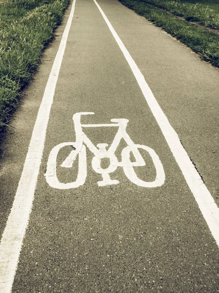 Vintage looking Bike lane sign — Stock Photo, Image