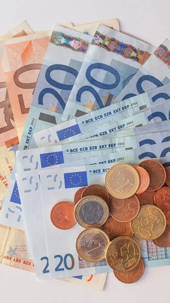 Euros coins and notes Royalty Free Stock Images