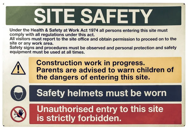 Vintage looking Site safety sign
