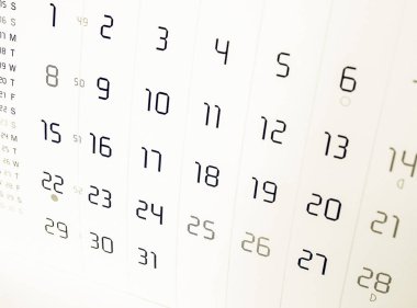 Vintage görünümlü takvim sayfa seçici odak ile