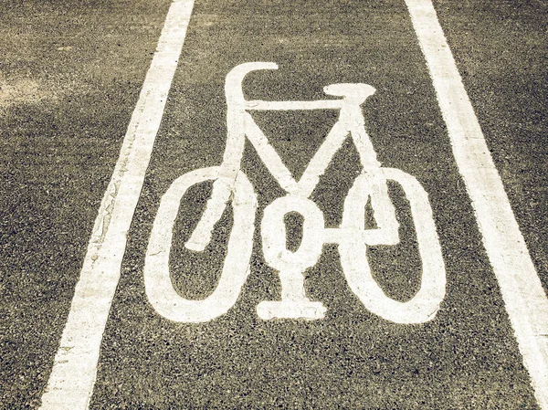 Vintage looking Bike lane sign — Stock Photo, Image