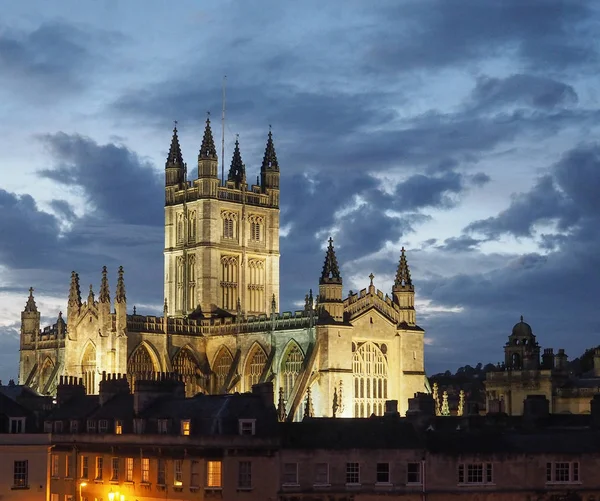 Bath Abbey banyo gece — Stok fotoğraf