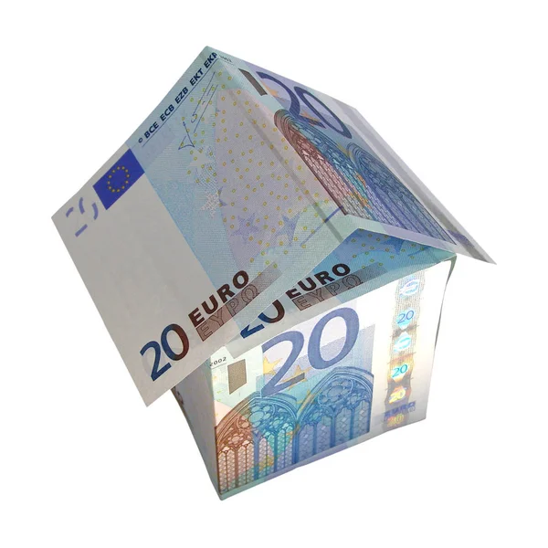 Huis van geld geïsoleerd over Wit — Stockfoto