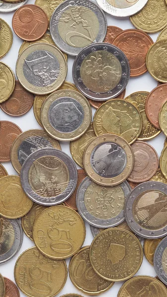 Euro coins - vertical — Stock Photo, Image