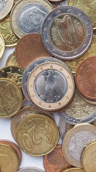 Euro-érmék - függőleges — Stock Fotó