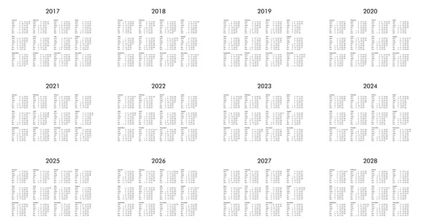 Ημερολογιακό έτος 2017 να 2028 — Φωτογραφία Αρχείου