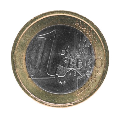 Bir Euro (Eur) jeton, Avrupa Birliği (AB) beyaz bitti izole