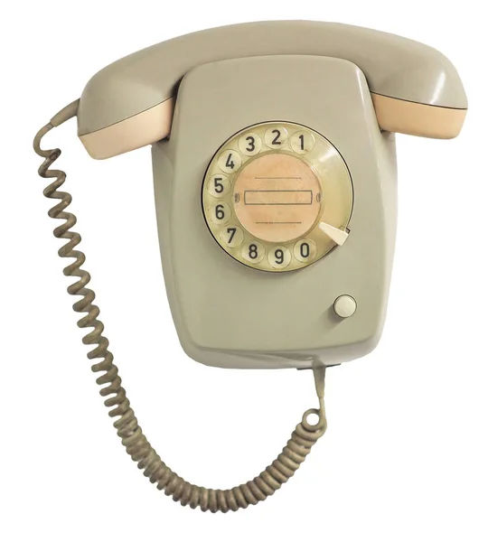 老式电话白色孤立 — 图库照片