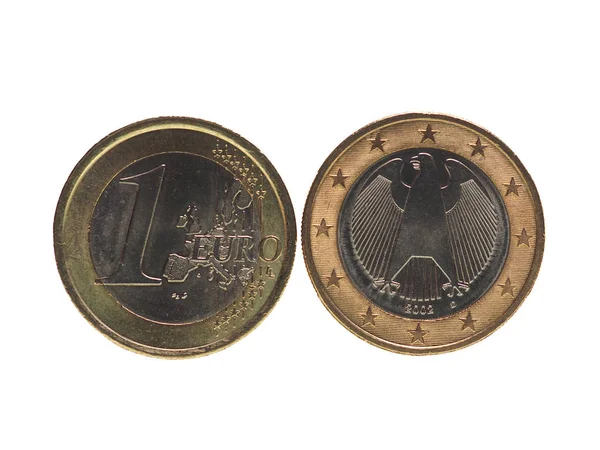 Одна монета евро (EUR), Европейский Союз (ЕС) изолирован над белым — стоковое фото