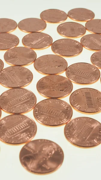 Dollar coins 1 cent wheat penny cent - vertical — Stock Photo, Image