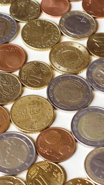 Sok Euro-érmék - függőleges — Stock Fotó