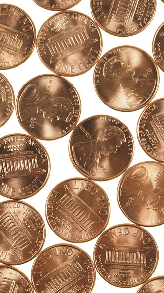 Monedas de dólar 1 centavo centavo de trigo - vertical — Foto de Stock