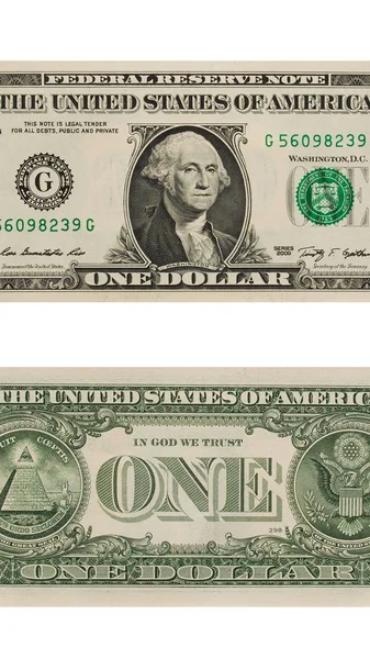 Nota do dólar 1 Dólar - vertical — Fotografia de Stock