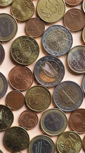 Fondo de monedas en euros - vertical — Foto de Stock