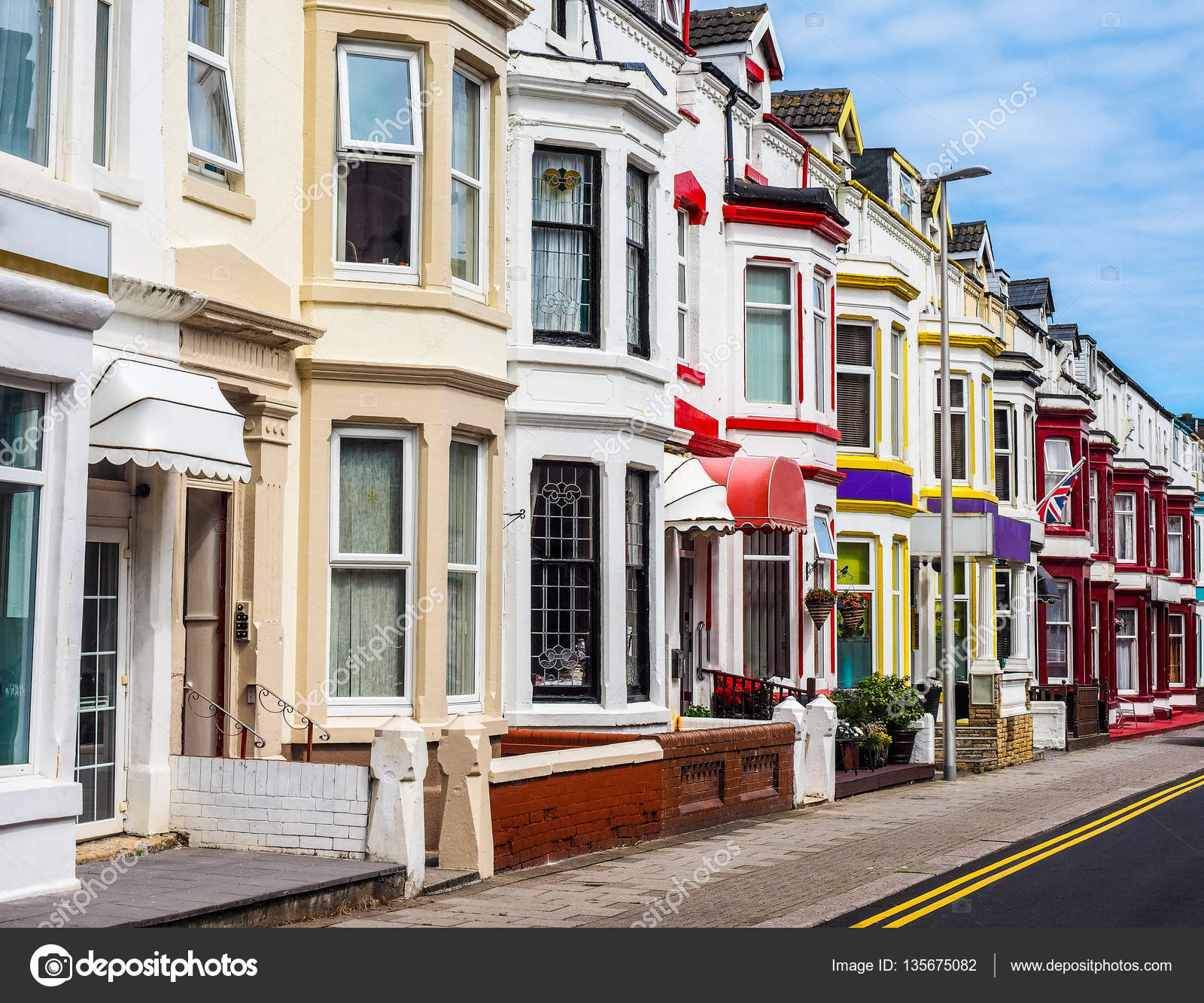 Traditional English terraced house HDR  Stock Photo 