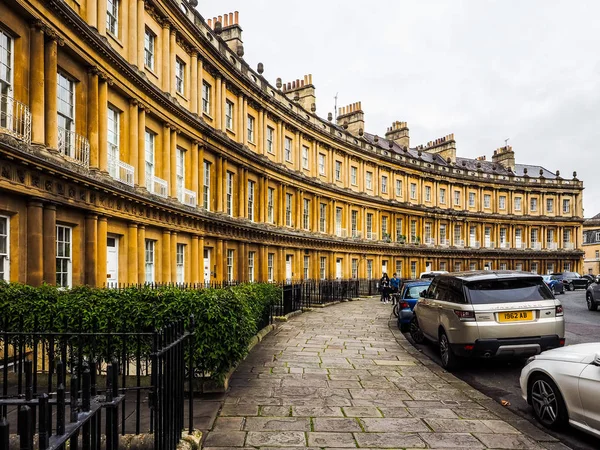 HDR Royal Crescent fileira de casas em terraços em Bath — Fotografia de Stock