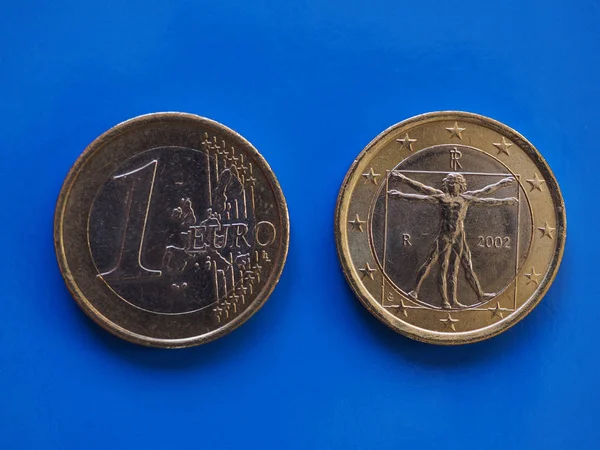 Монета в 1 евро, Европейский Союз, Италия более голубой — стоковое фото