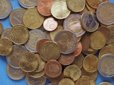 Euro coins, Avrupa Birliği üzerinde mavi