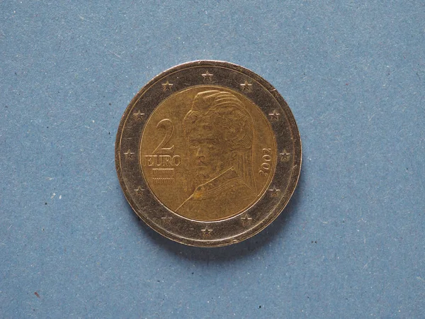 Κέρμα των 2 ευρώ, Ευρωπαϊκή Ένωση, Αυστρία — Φωτογραφία Αρχείου