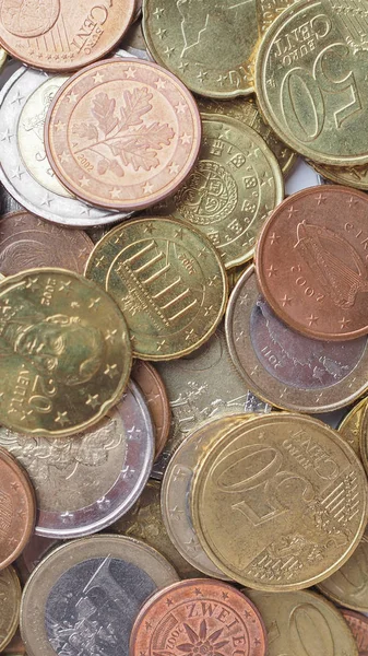 Euro coins - dikey — Stok fotoğraf