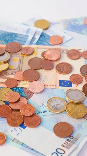 Euromynt och sedlar — Stockfoto