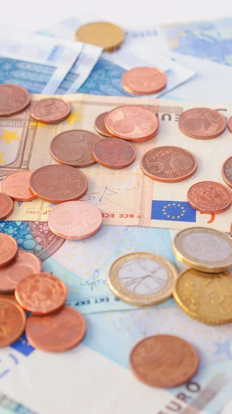 Euro, monety i banknoty — Zdjęcie stockowe