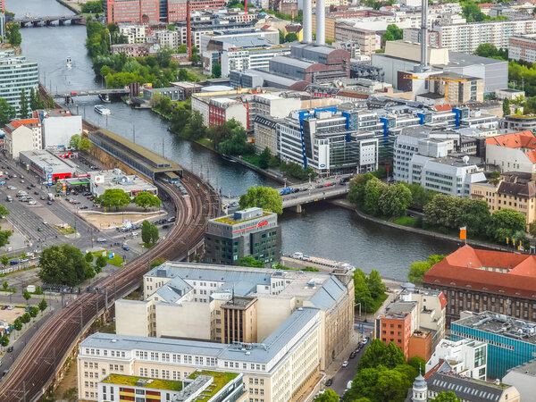 BERLIN, GERMANY - MAY 08, 2014: Aerial bird eye view of the city of Berlin Germany (HDR)