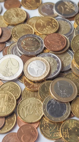 欧元硬币-垂直 — 图库照片