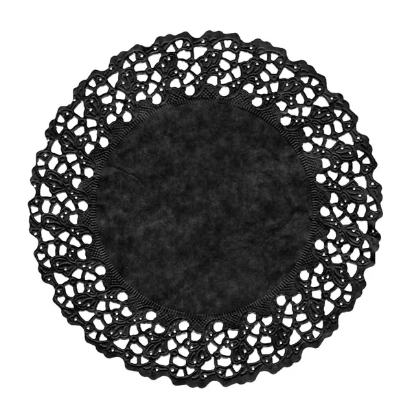 Doily preto isolado sobre branco — Fotografia de Stock