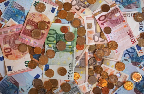 Billetes y monedas en euros, Unión Europea (UE) ) — Foto de Stock