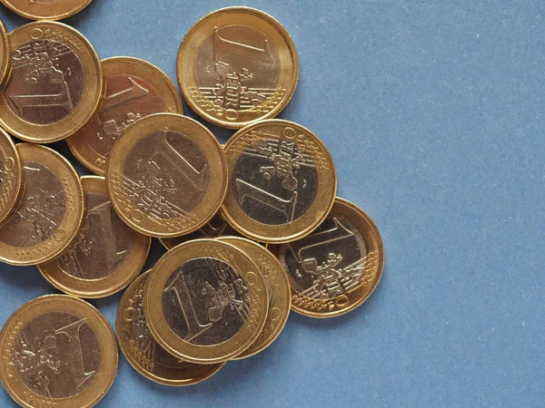 Euro coins, European Union over blue with copy space — Stock Photo, Image