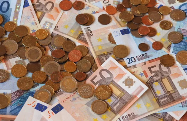 Monete e banconote in euro, Unione europea (UE) ) — Foto Stock